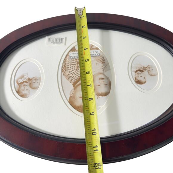 Melannco 17" Oval Wooden Triple Picture Frame Wall Hanging - Picture 6 of 6